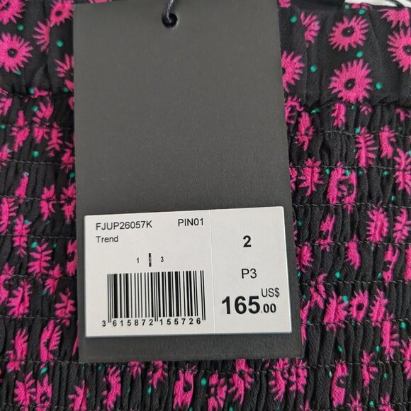 The Kooples Anthropology Mini Skirt Small Pink/Black Ditsy Floral Pull-on NWT - Picture 7 of 16